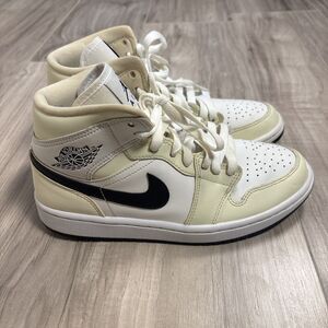 Nike Air Jordan 1 Mid Shoes Women’s Coconut Milk/Black  BQ6472-121 Size 7.5